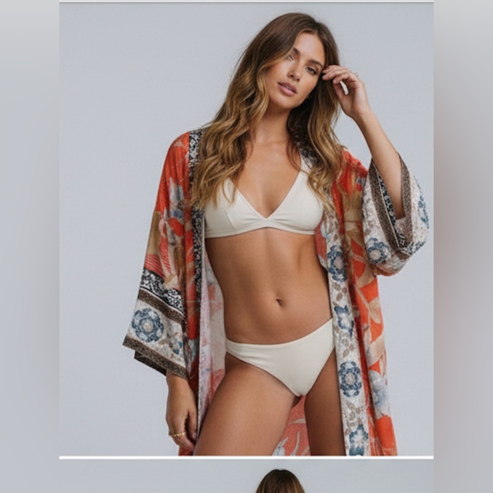 Coral Bloom Boho Kimono Cover-Up - Picture 5 of 8